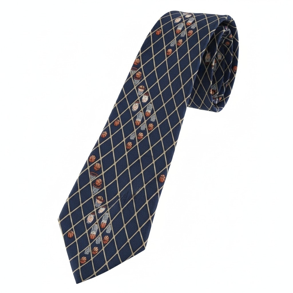Nicole Miller Navy and Gold Diamond Pattern Tie